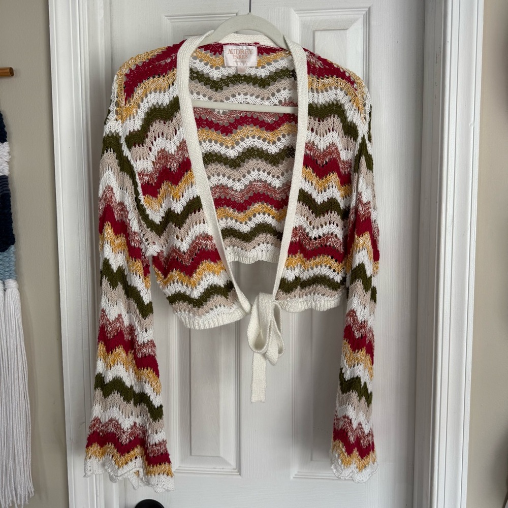 Audrey Parks Cropped Knit Cardigan